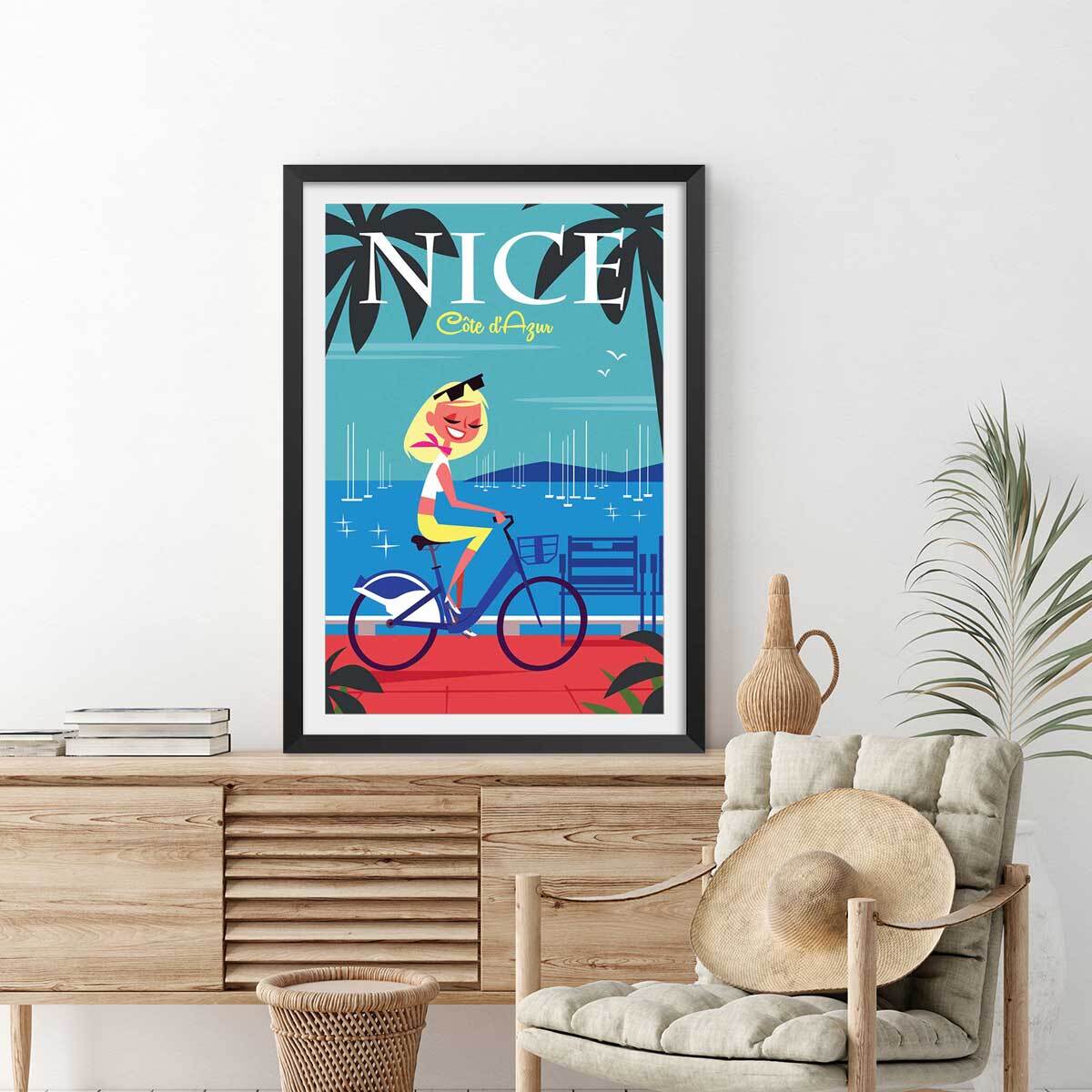 Affiche la Baie des Anges Affiche sous cadre noir