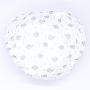 Cubrepañal estampado de erizos. Elastico en la cintura y en las piernas.