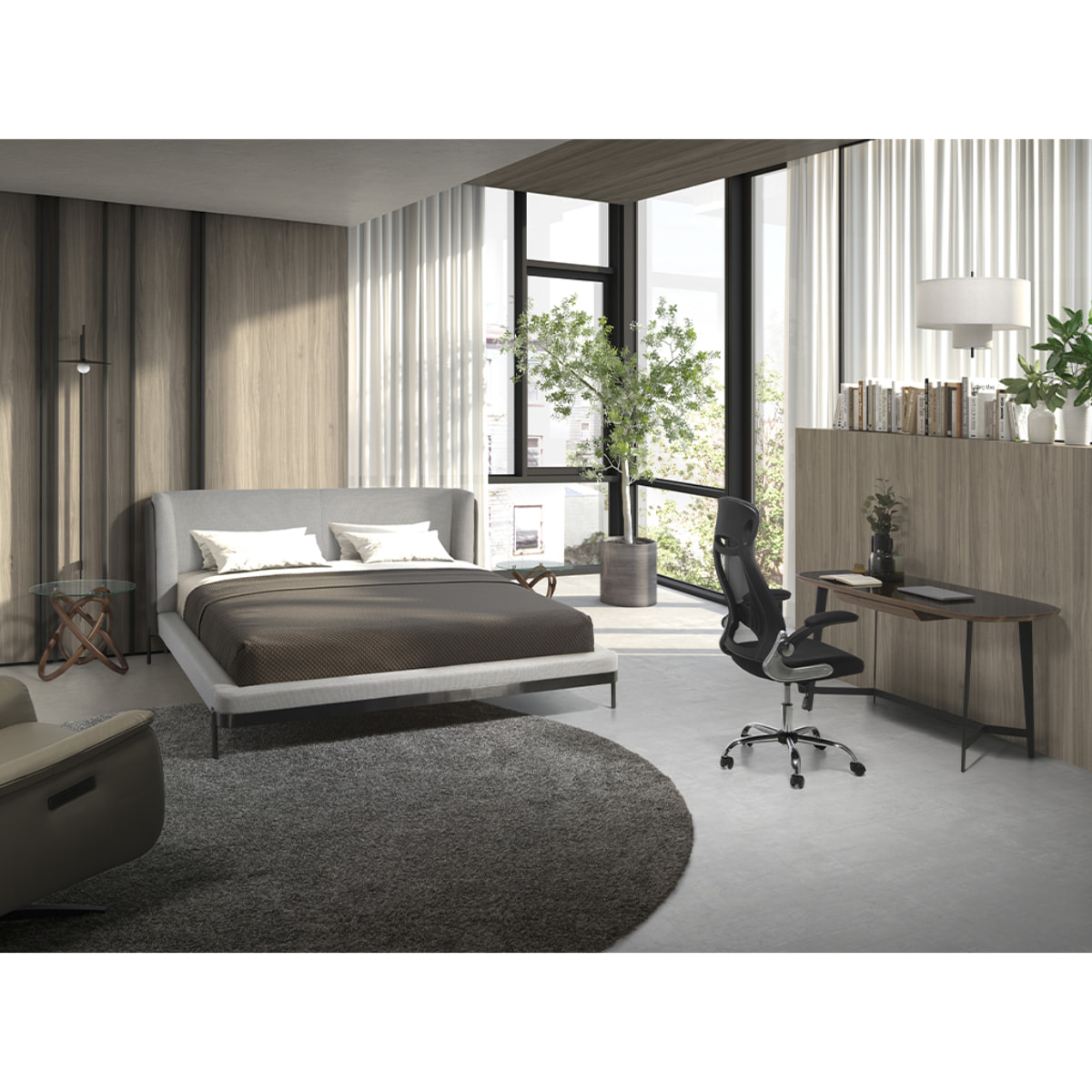 Escritorio Angel Cerda de nogal y cristal 140x72x76cm