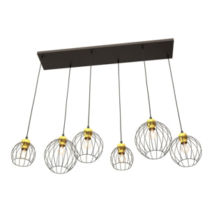 Lampada a sospensione Nando in acciaio nero e oro