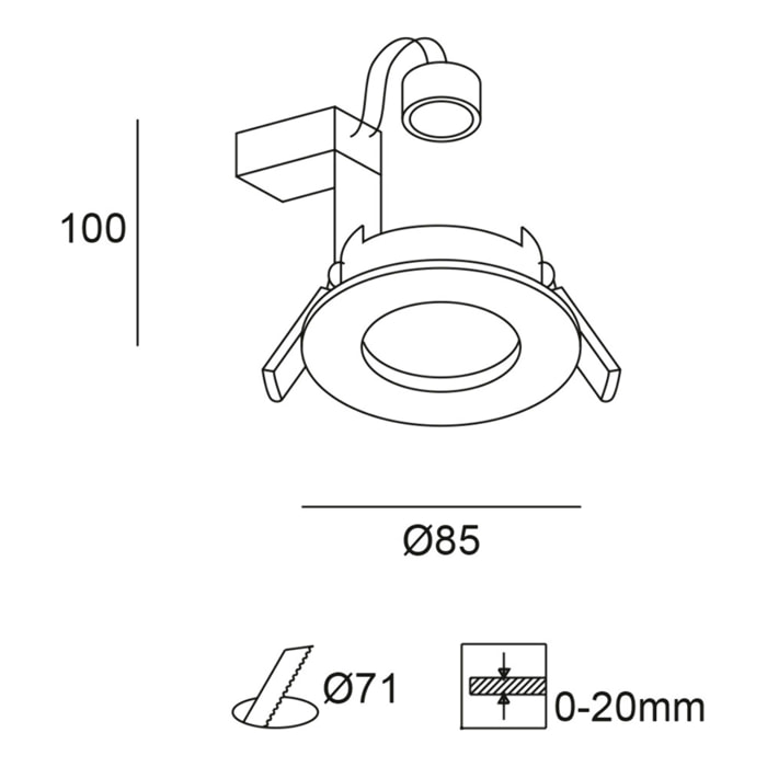 Forlight Rame - Downlight Empotrable de Techo de 85mm de Diámetro para Bombilla GU10 en Color Blanco