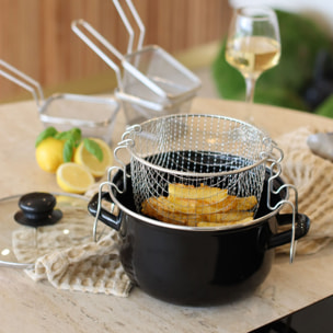 Friteuse en acier émaillé noir 26cm