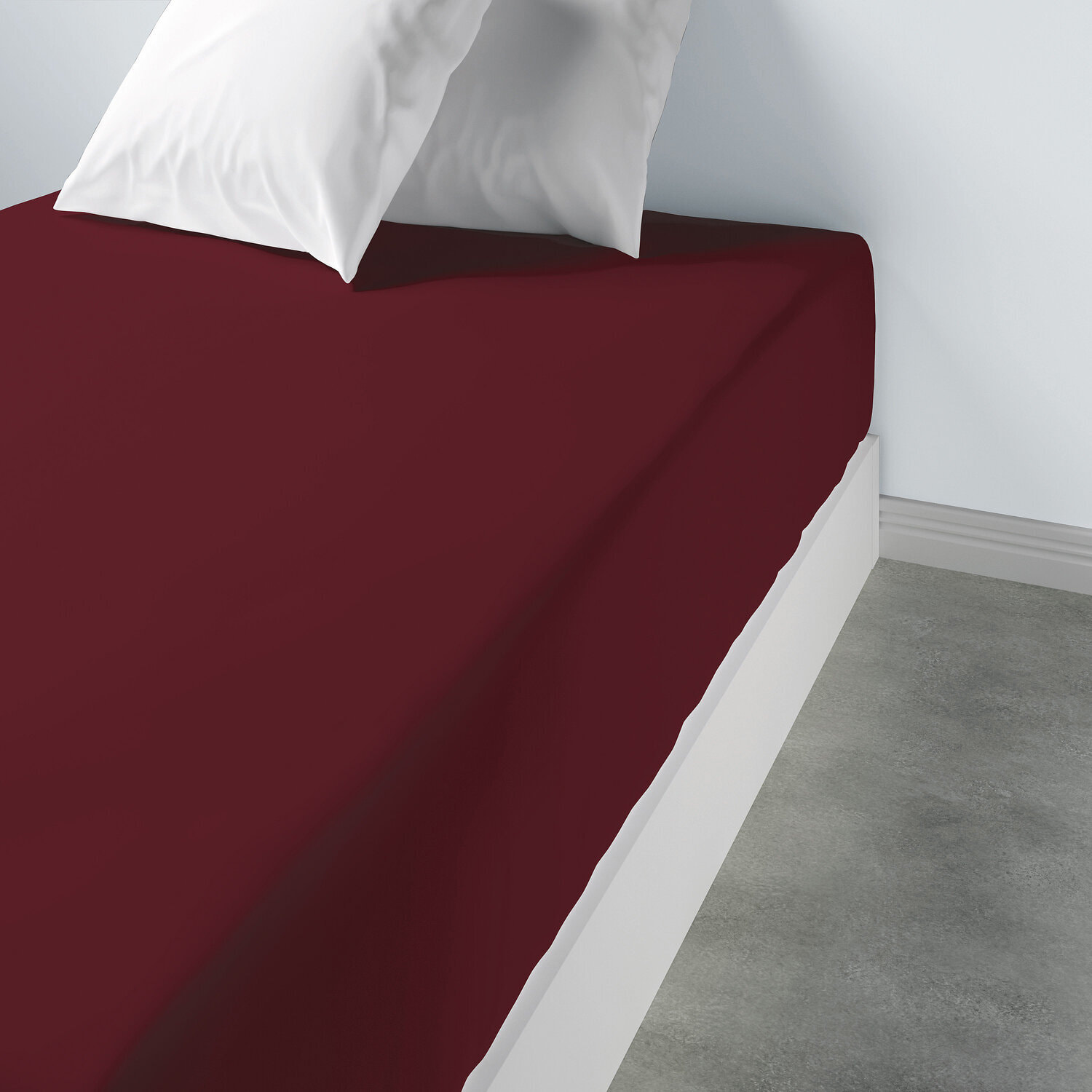Drap housse coton - bonnet 35cm grenat