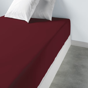 Drap housse coton - bonnet 35cm grenat