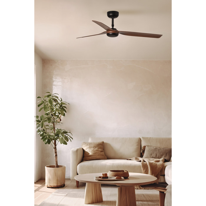 PUNT M Ventilatore a soffitto nero/noce TUYA