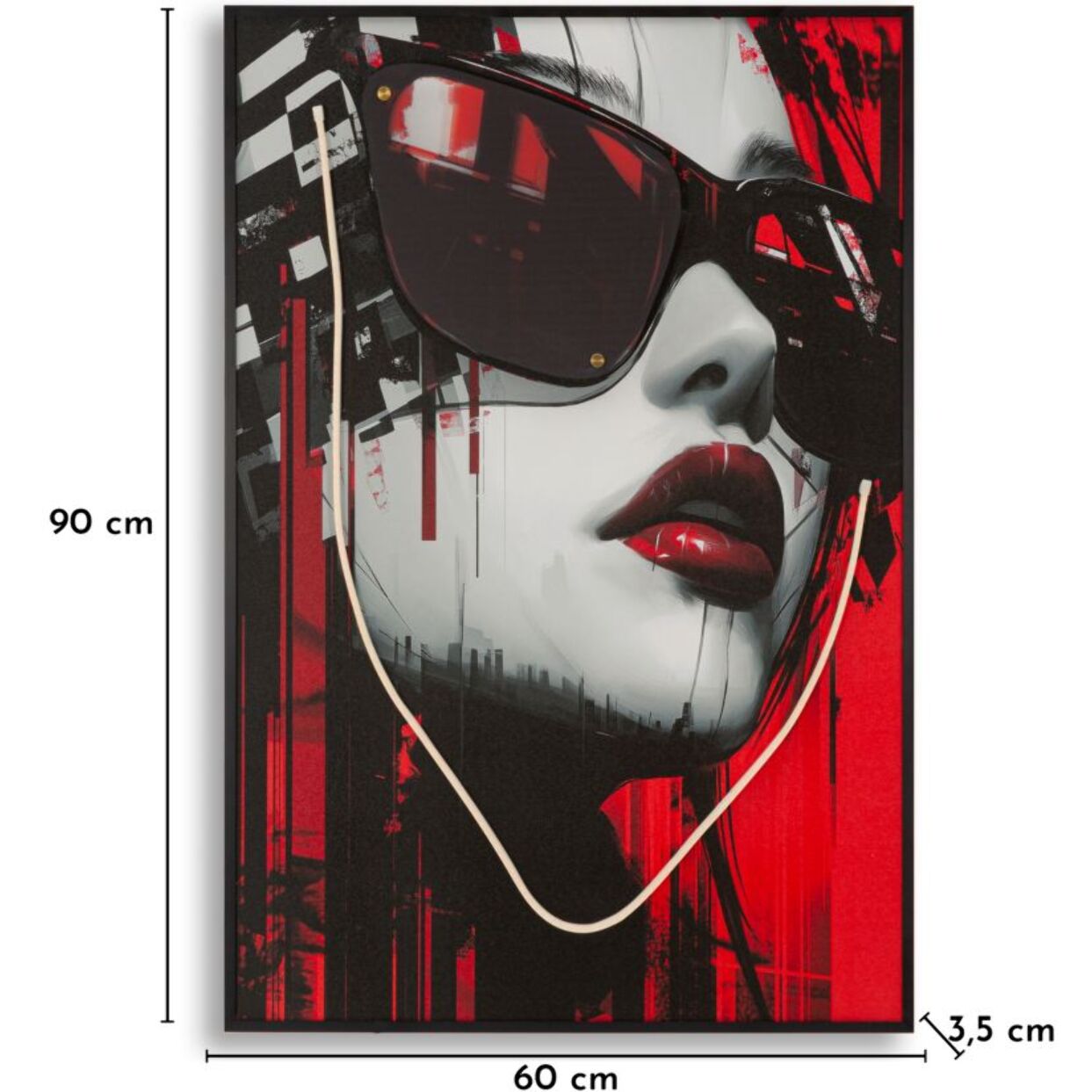 STAMPA C/LED SU TELA PSYCO -A- CM 60X3,5X90 (APPLICAZIONE 3D ACRILICO)