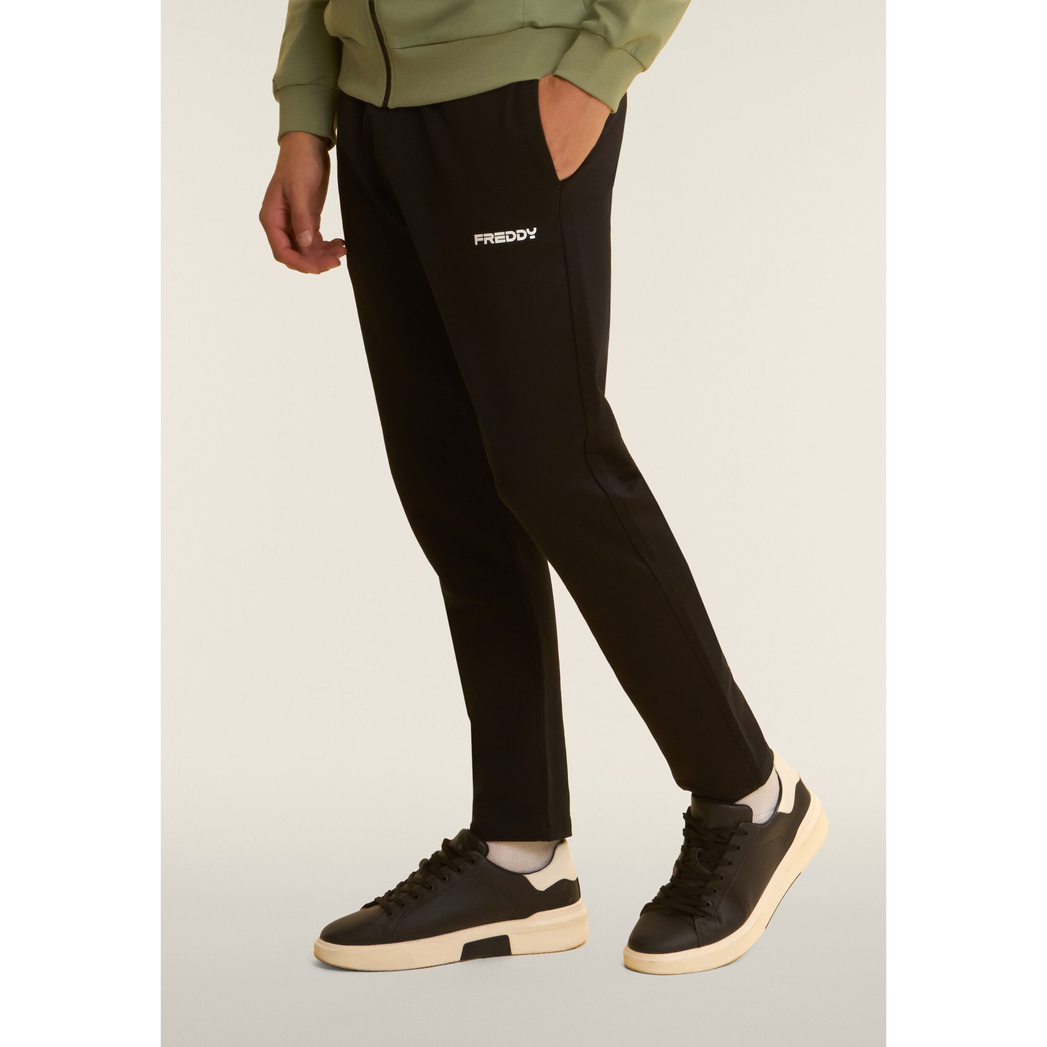 Tuta uomo in cotone Interlock con cappuccio e zip