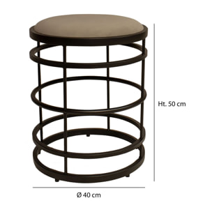 TABOURET EN MÉTAL NOIR ET VELOURS TAUPE HAUTEUR 50CM TOMMY