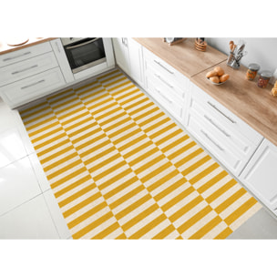 Alfombra de vinilo Dynamic Mostaza 100x133 cm -PVC antideslizante, vinilica para cocina o salón, lavable, estilo abstracto