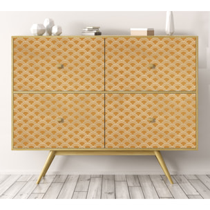 Stickers adhesivos de CERAMIKO - Olas japonesas color Mostaza 80x210