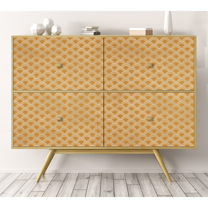 Stickers adhesivos de CERAMIKO - Olas japonesas color Mostaza 80x210