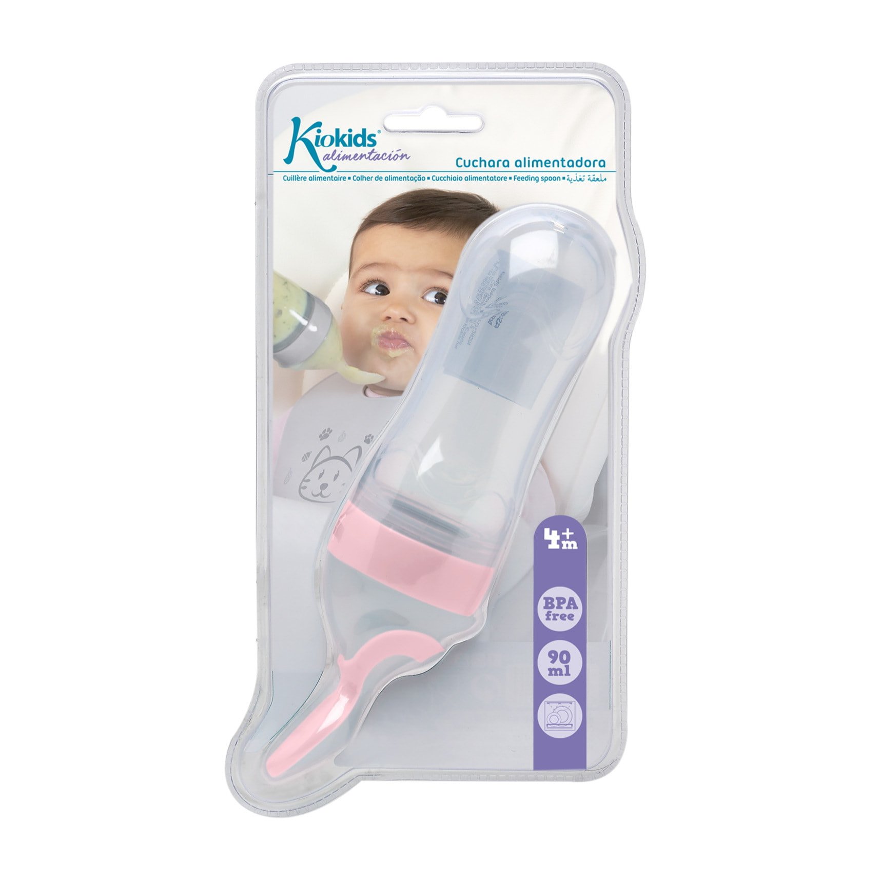 CUCHARA ALIMENTADORA PARA BEBÉS ROSA CLARO