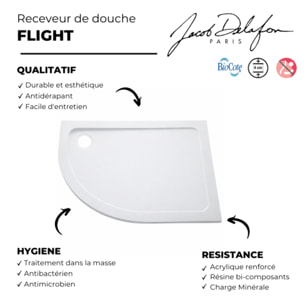 Receveur de douche antidérapant 100 x 80 cm Flight acrylique quart de rond asymétrique
