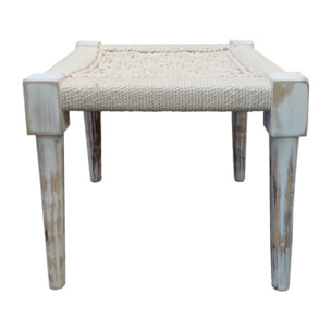 Tabouret tissé en corde blanc cassé 40x40cm - AGNEL 285