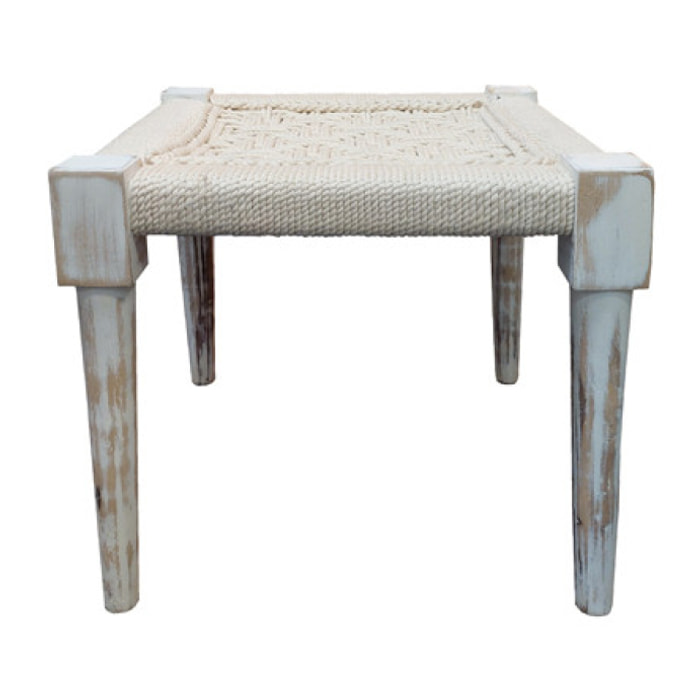 Tabouret tissé en corde blanc cassé 40x40cm - AGNEL 285