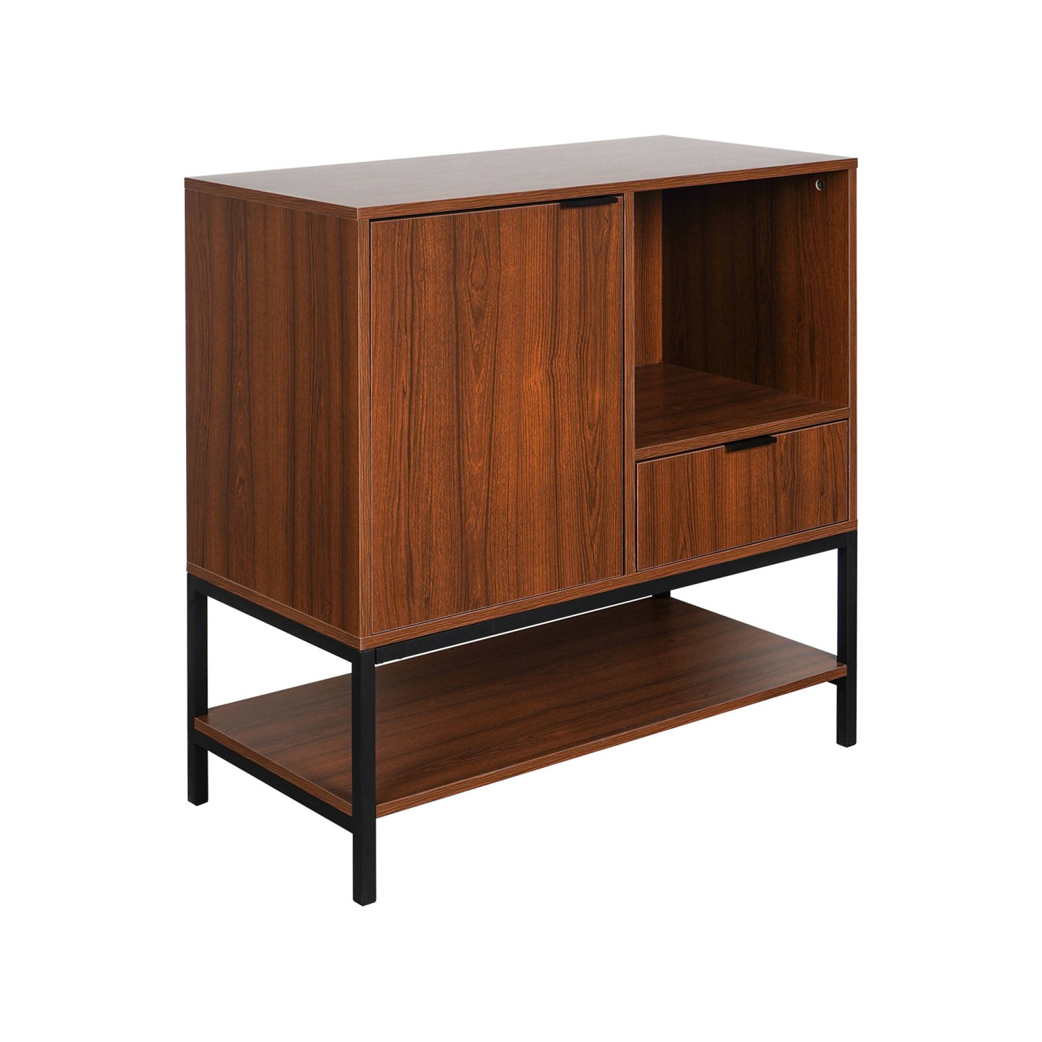 Buffet décor bois de noyer 1 porte 80cm WALNUT