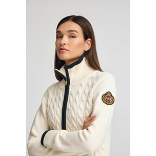 Cárdigan color crudo con parche náutico Polo Club