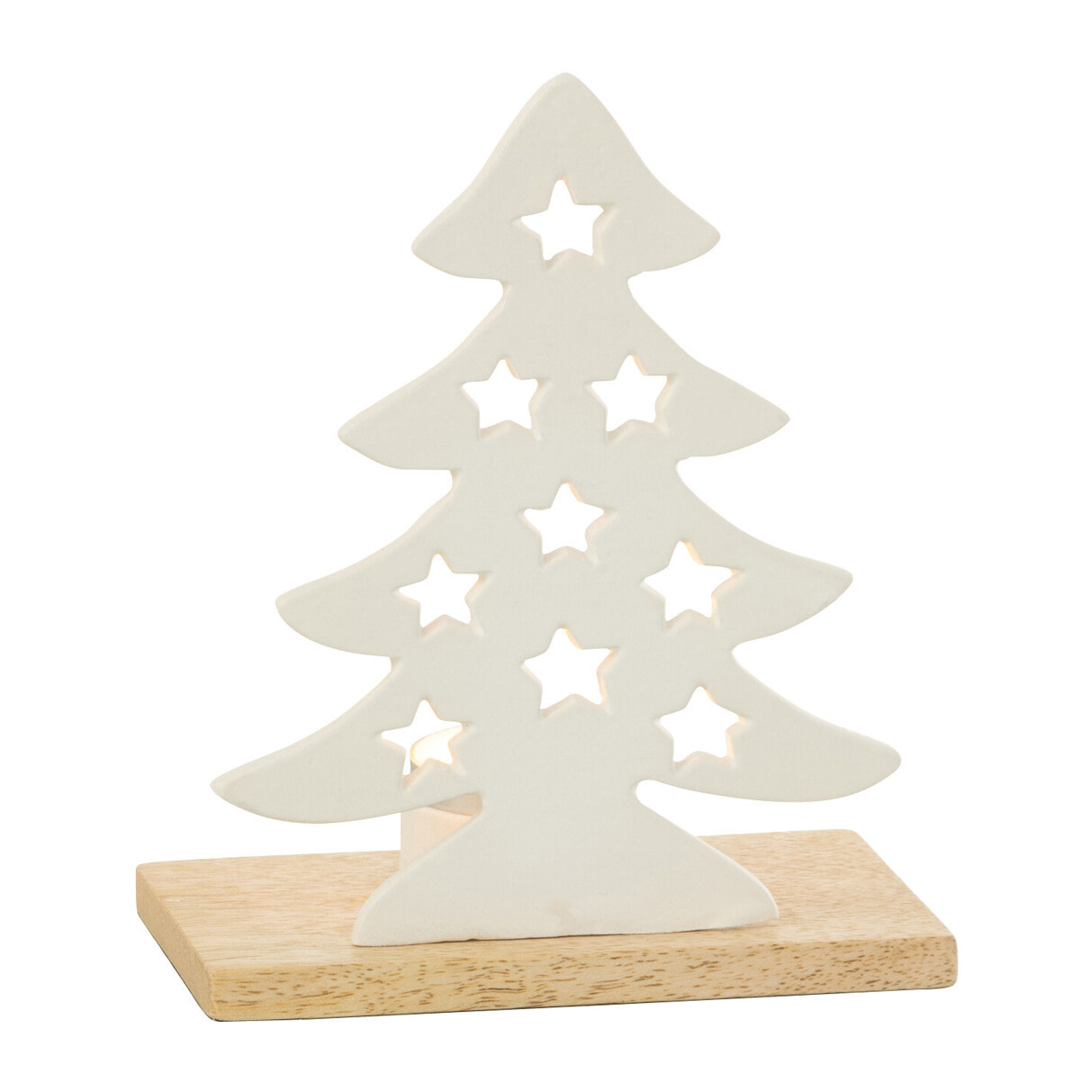 J-Line Bougeoir Sapin Aluminium/Bois Blanc/Naturel Small