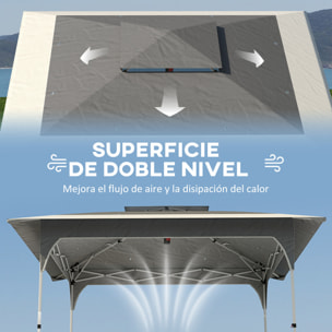 Carpa Plegable 3,5x3,5 m, Pop-up, Cenador Pabellón de Jardín con Doble Techo, Cierre Central, UPF50+, Altura Ajustable de 3 Niveles y Bolsa de Transporte, Gazebo para Fiestas, Exterior, Gris