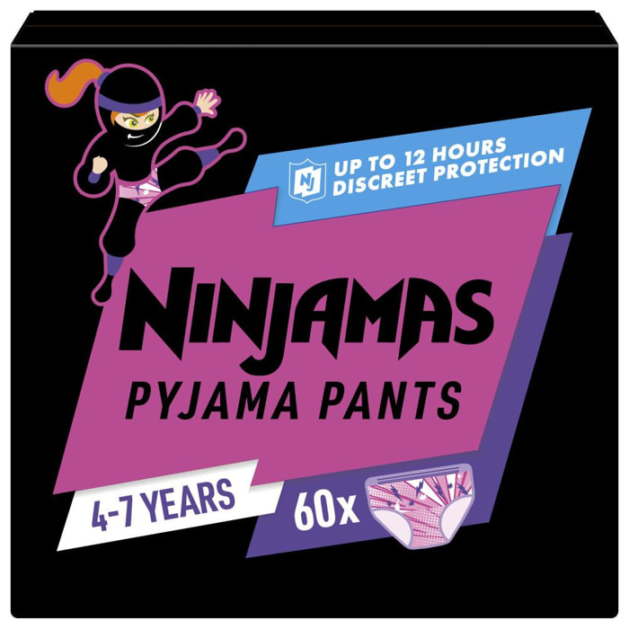 Ninjamas Pyjama Pants Fille, 60 Sous-Vêtement De Nuit, 4-7 Ans, Paquet 1 Mois