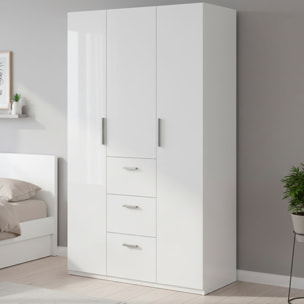 Armadio Da Camera 3 Ante E 3 Cassetti Con Appendiabiti E 6 Ripiani Guardaroba Capiente Salvaspazio Per Camera Matrimoniale 117 x 203 x 52 Cm Bianco