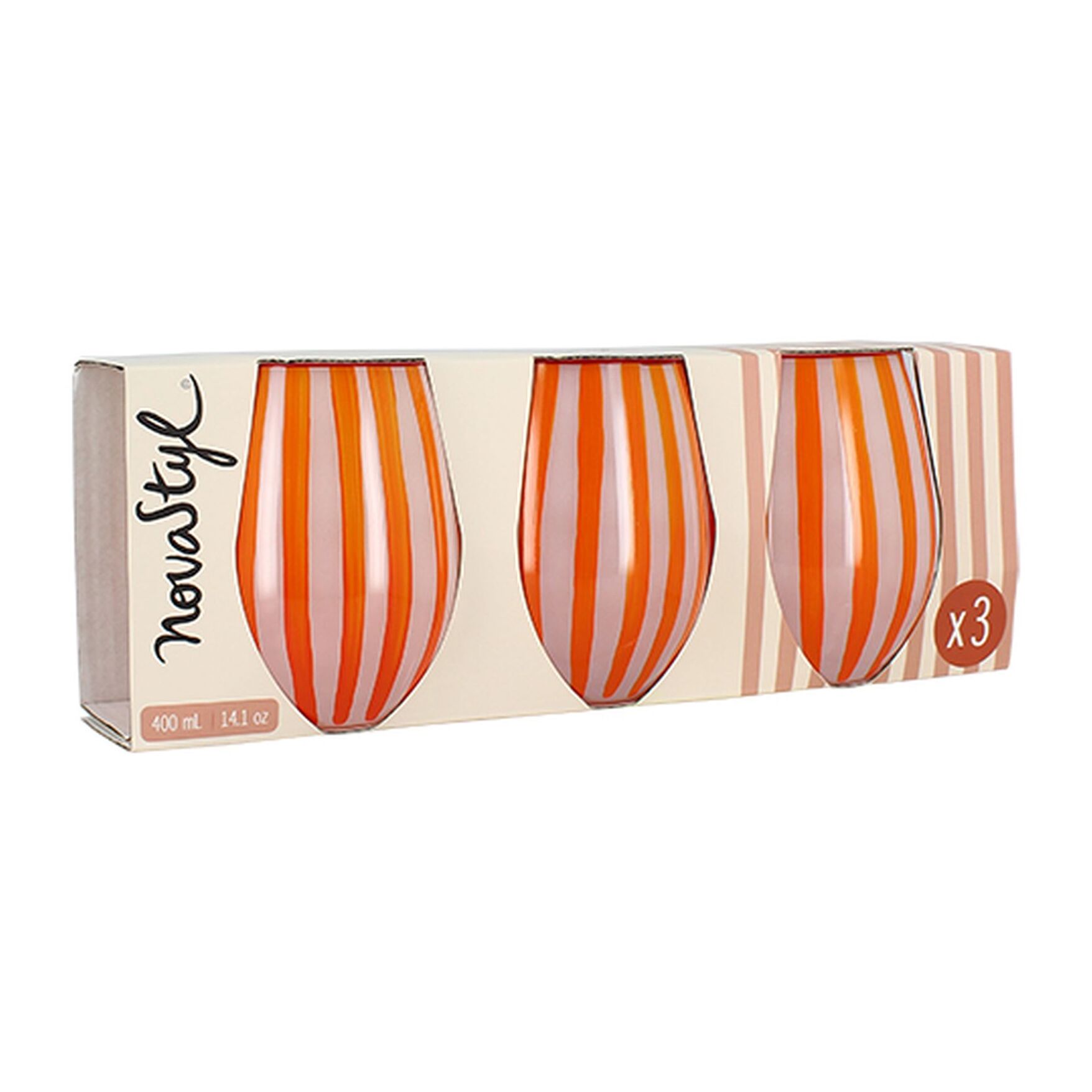Lot de 3 verres à eau 27cl orange CIRCUS