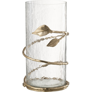 J-Line vase Feuille Court - verre/acier - transparent/or - Ø 12.5 cm
