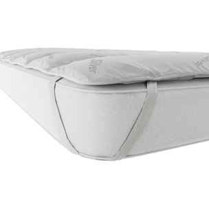 TOPPER TRAPUNTATO CON ELASTICI SILVER- BIANCO, SINGOLO