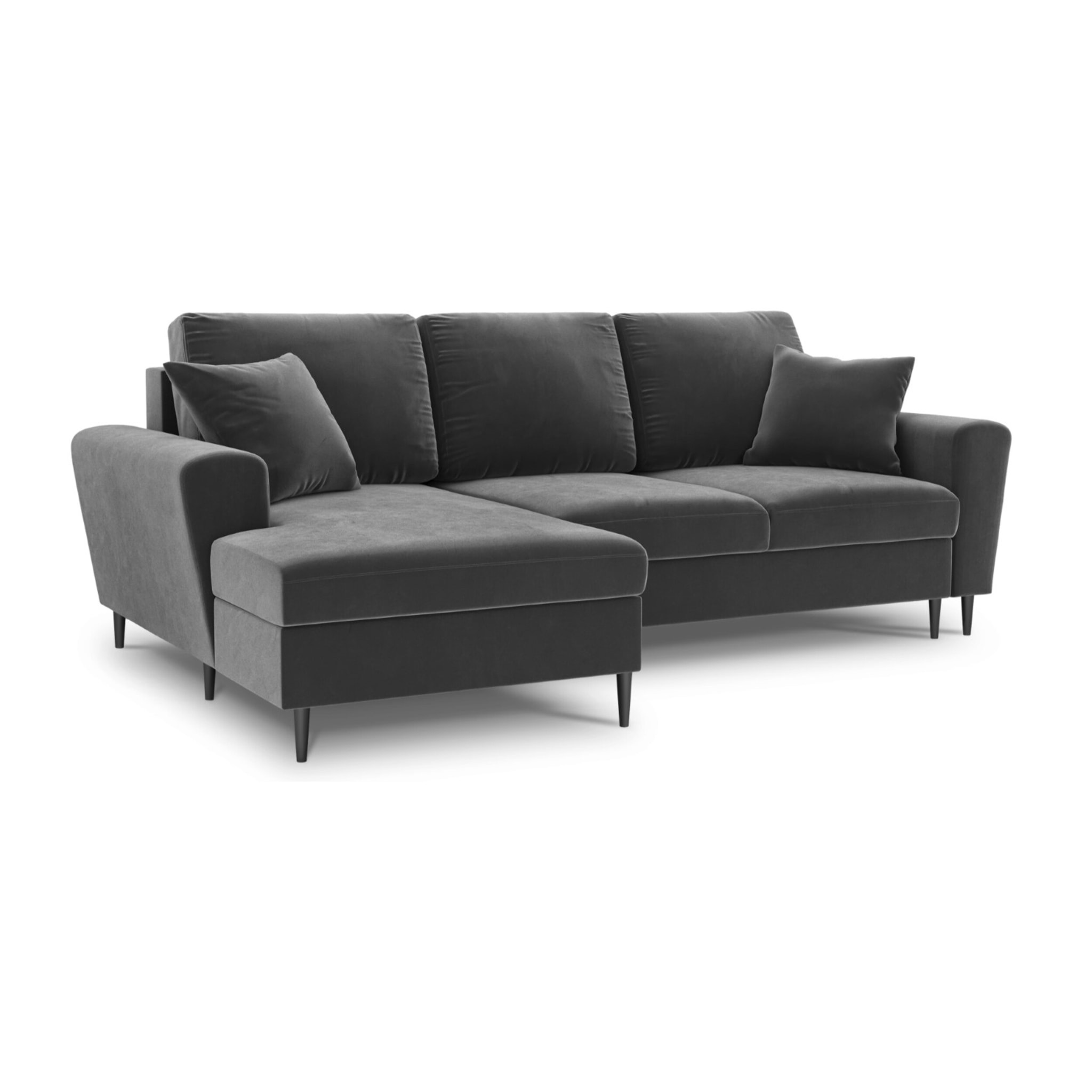Canapé d'angle gauche convertible avec coffre de rangement "Kyoto" 4 places en velours gris clair