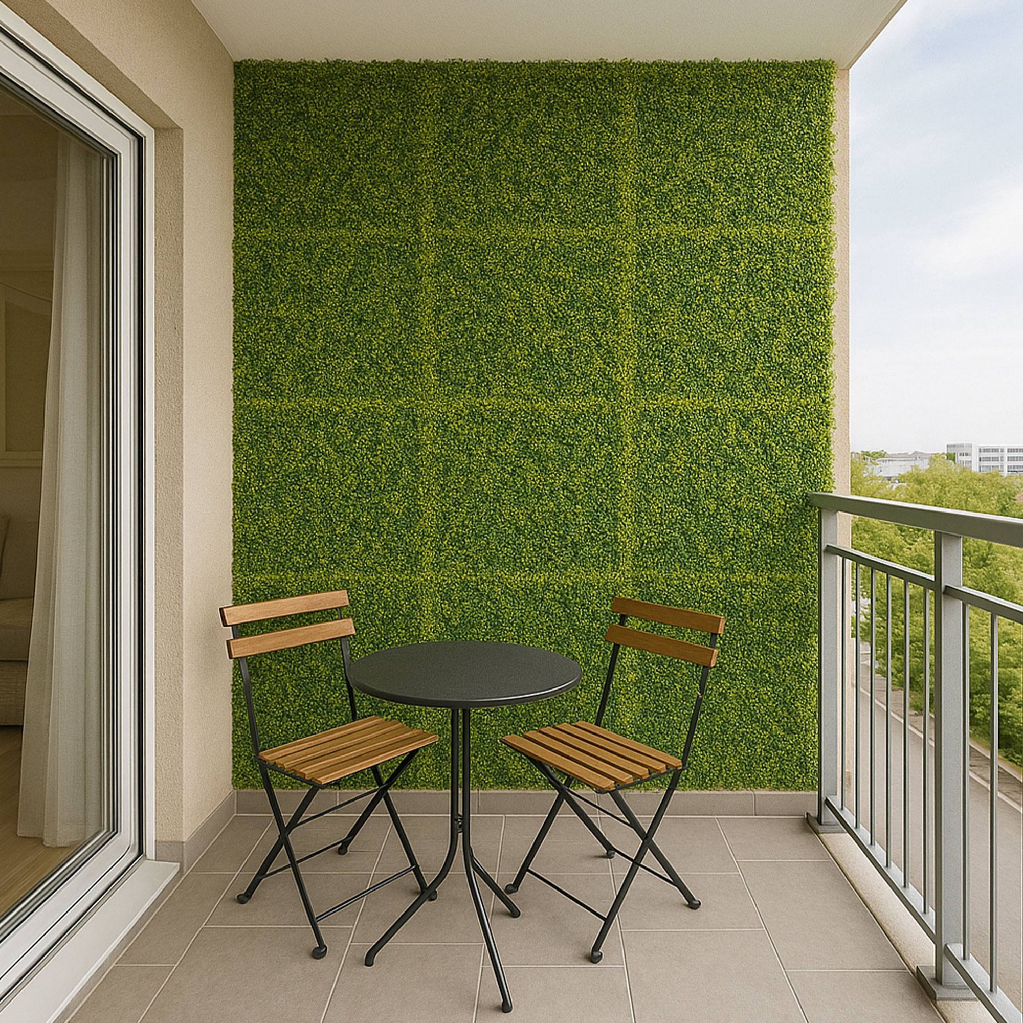 Well home jardín vertical artificial, panel de seto 100x100cm, para decoración interior y exterior - de hojas verdes diseño moderno