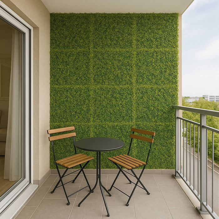 Well home jardín vertical artificial, panel de seto 100x100cm, para decoración interior y exterior - de hojas verdes diseño moderno