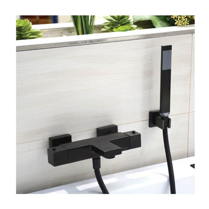 Paini Mitigeur bain douche thermostatique mural Dax noir brossé