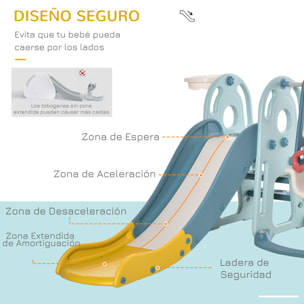 Tobogán Infantil con Columpio y Canasta Baloncesto 3 en 1 para Niños de +18 Meses con Asiento Ajustable Centro de Actividades para Interior y Exterior 150x190x100 cm Multicolor