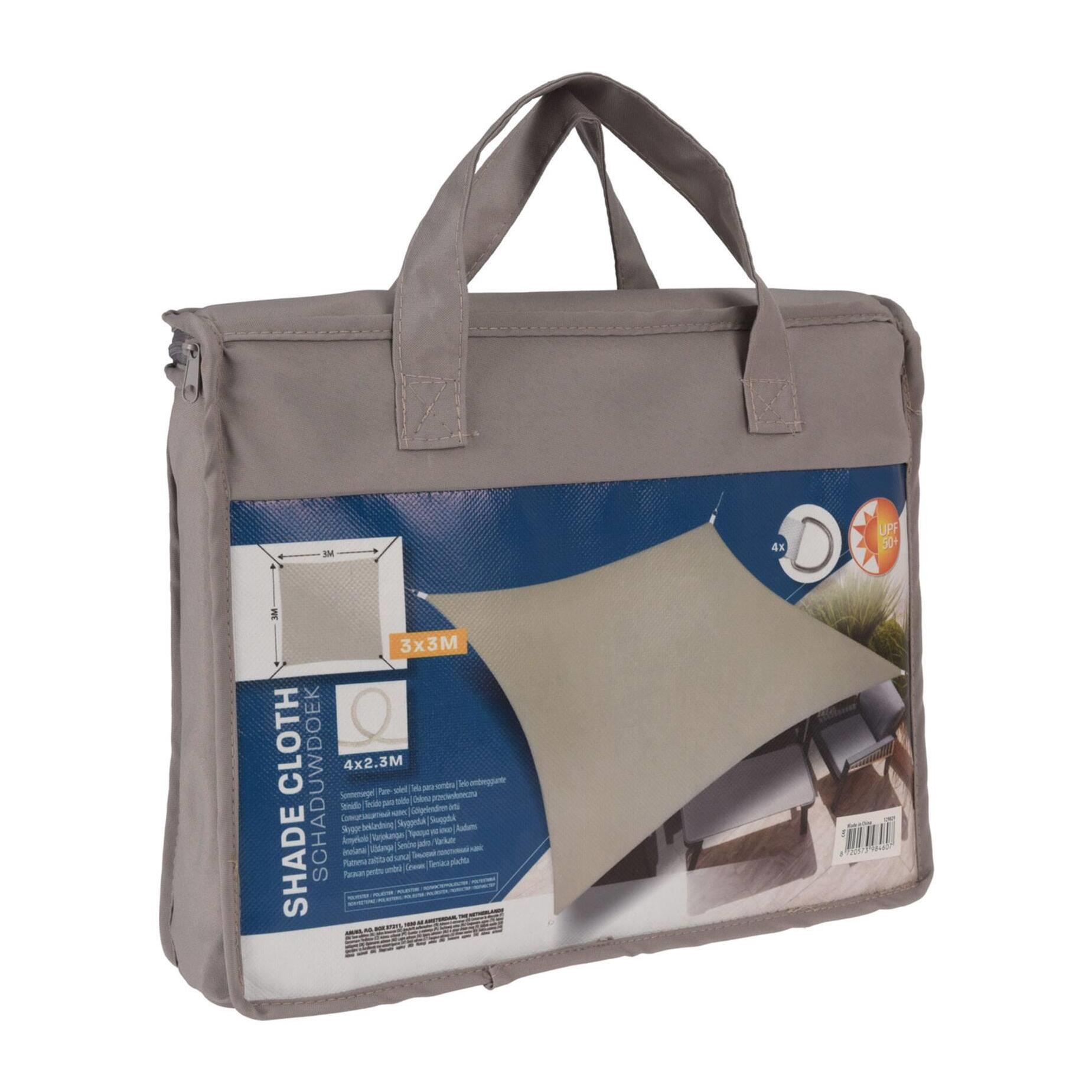 Well Home Paño de Sombra Cuadrado 30x30cm en Poliéster Topo con UPF 50+ y Ganchos de Metal