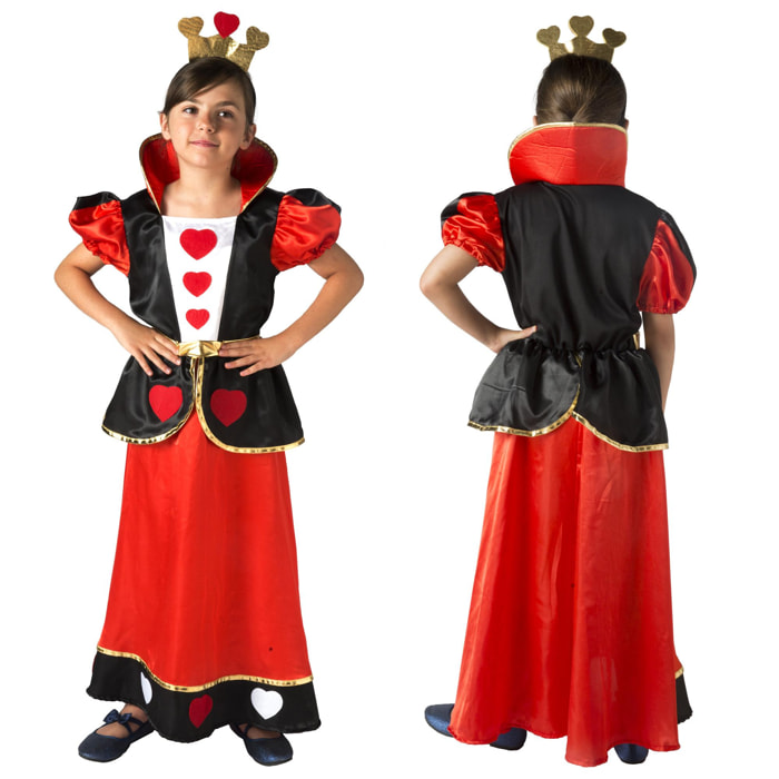 Regina Di Cuori Wonderland Costume Travestimento Bambina