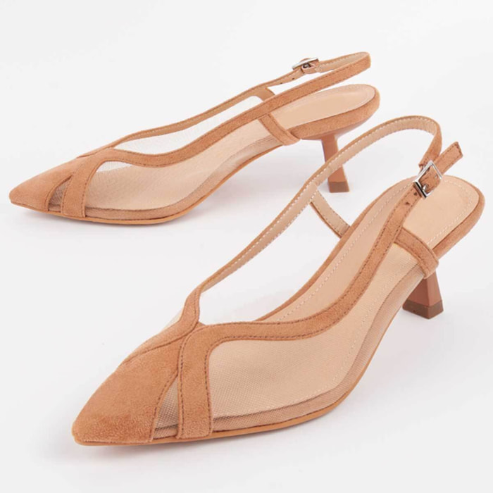 Zapato De Tacón - Marron - Altura: 4 Cm