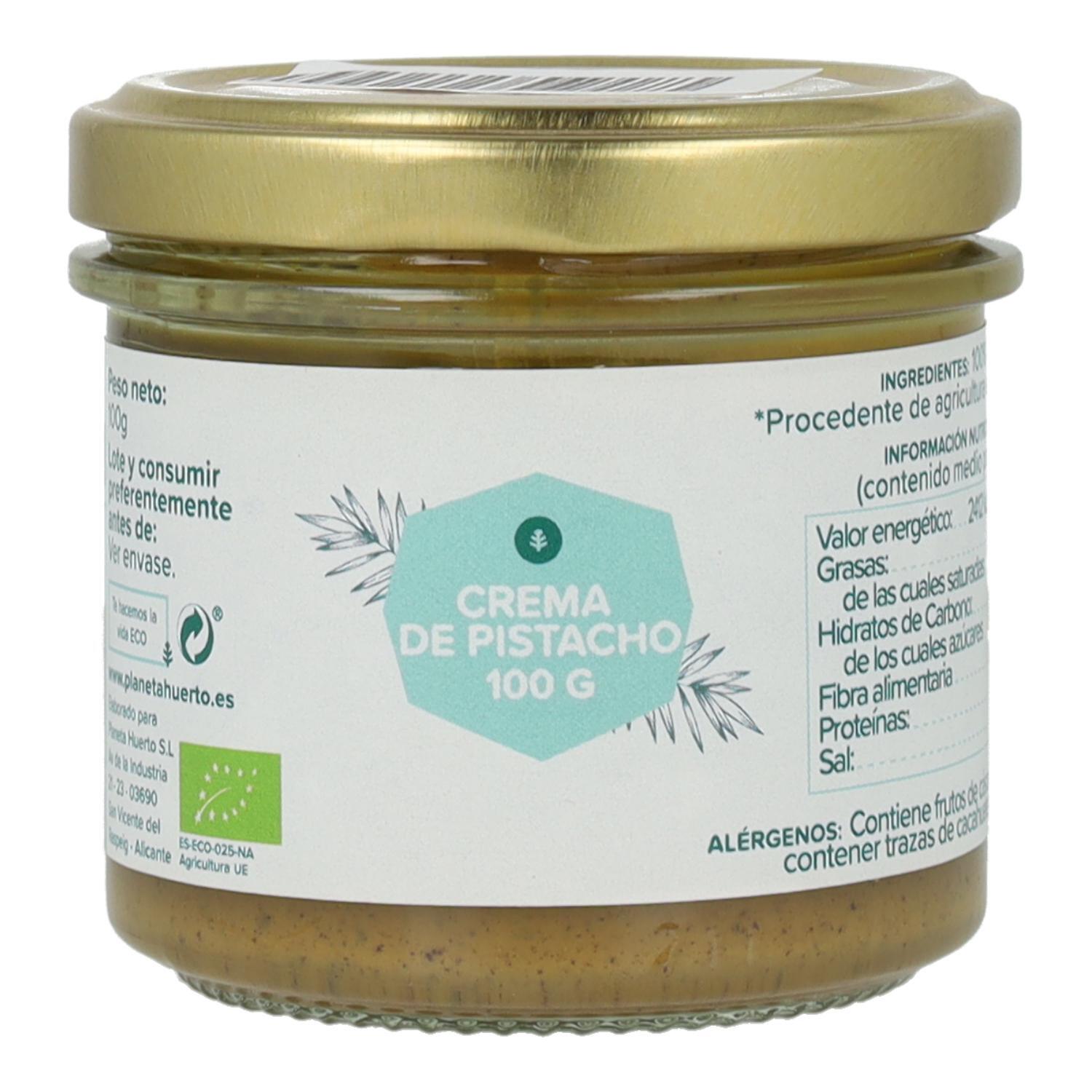 PLANETA HUERTO | Crema de Pistacho 100% ECO 100g Natural, Rica en Proteínas Vegetales - Crema de Pistacho Fibra, Ácido Fólico y Grasas Saludables | Antioxidante y Reductor del Colesterol