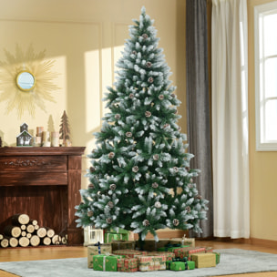 HOMCOM Árbol de Navidad Artificial Ø105x210 cm con 1440 Puntas de PVC y 75 Piñas con Ramas Apertura Automática Base Plegable y Soporte de Acero para Interiores Verde