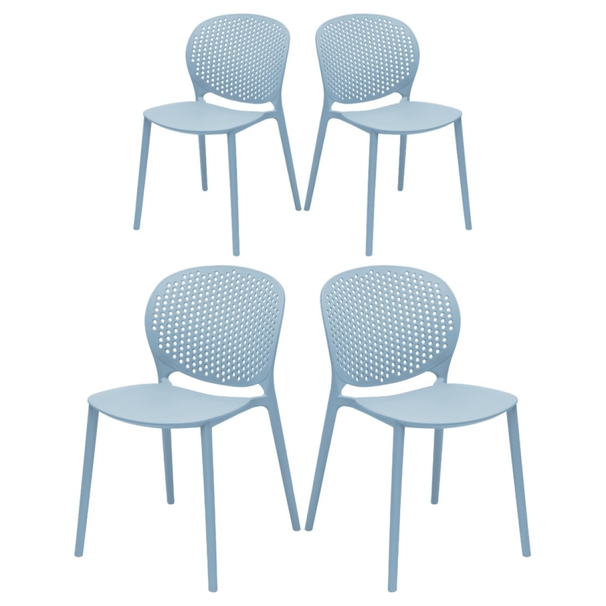 Set da quattro sedie esterne azzurre modello Lolly