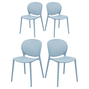 Set da quattro sedie esterne azzurre modello Lolly