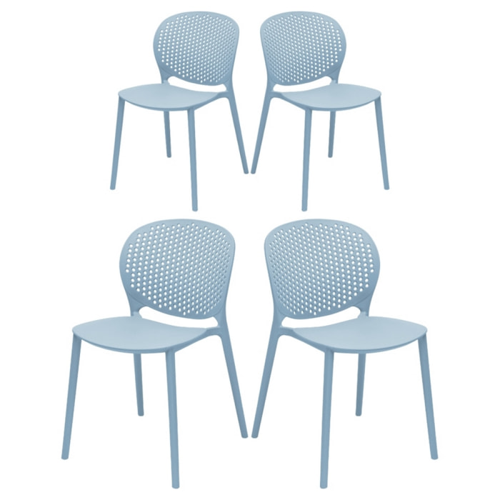Set da quattro sedie esterne azzurre modello Lolly