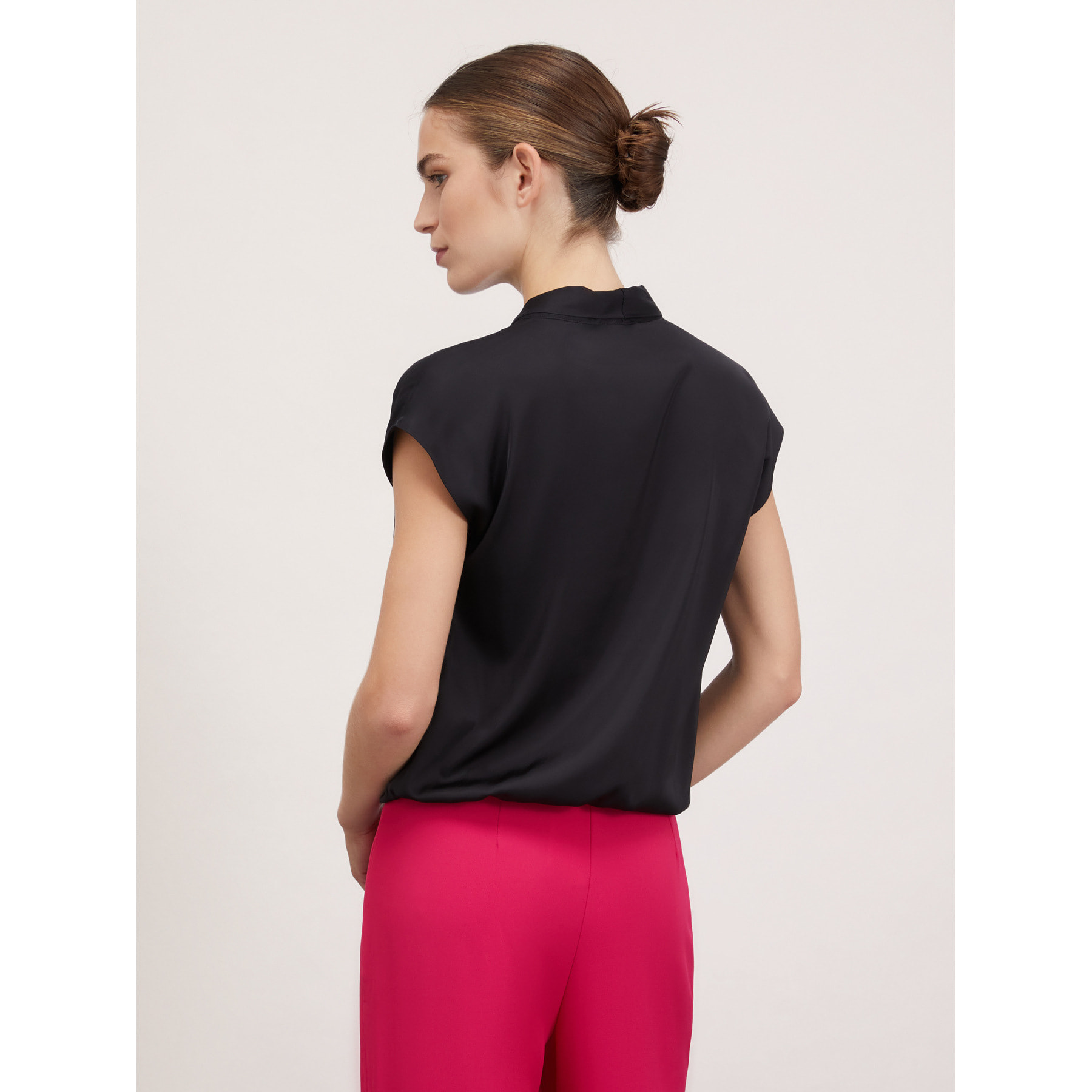 Motivi - Blusa quimono de raso - Negro