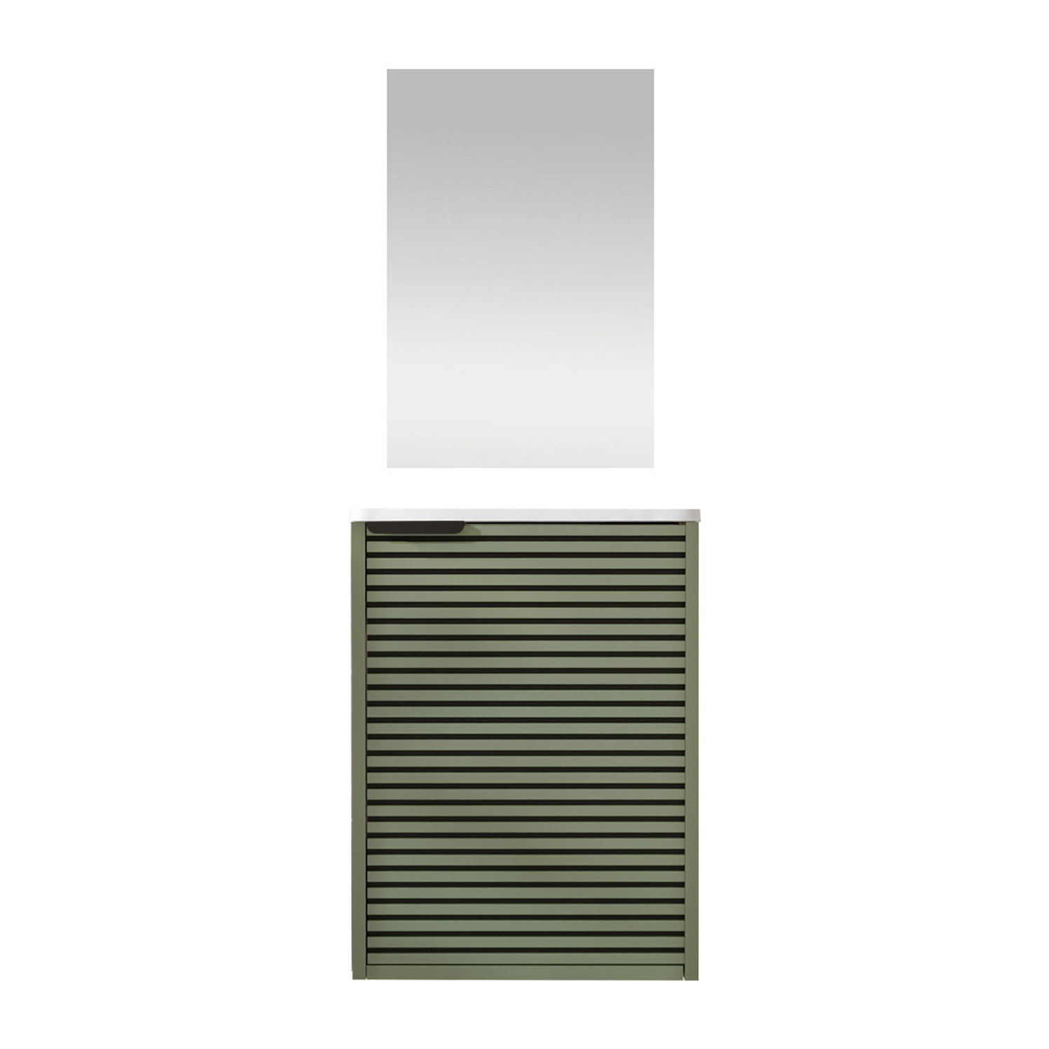 Ensemble Meuble Lave Mains Cranté Vert et Noir 40x50x22 cm - Vasque et Miroir - MALO