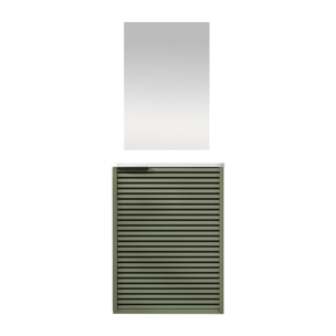 Ensemble Meuble Lave Mains Cranté Vert et Noir 40x50x22 cm - Vasque et Miroir - MALO