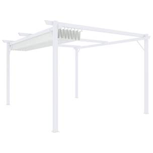 Gazebo Pergola 3x4 M Pergolato Con Telo Bianco Impermeabile Retrattile Richiudibile Struttura In Acciaio Per Giardino Terrazzo Piscina Esterno Fiere
