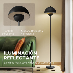Lámpara de Pie Moderna 155 cm Lámpara de Pie para Salón con Pantalla de Cuenco Reflejando Luz Interruptor de Pie Casquillo E27 Sin Bombilla para Dormitorio Oficina Sala de Estar