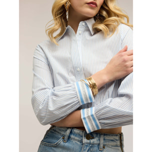 Motivi - Camicia cropped a righe - Azzurro