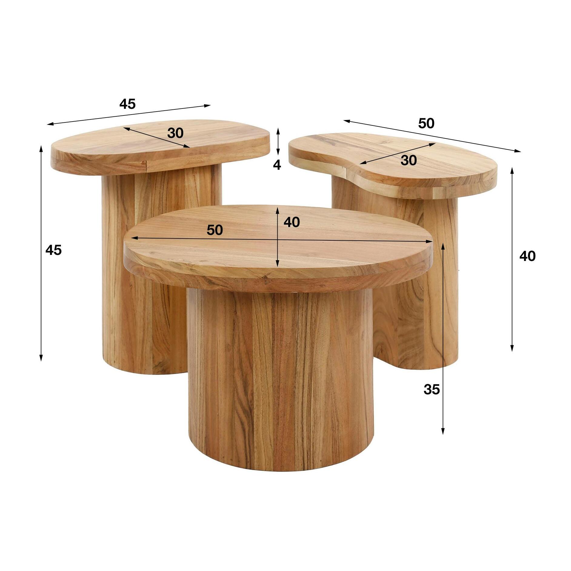 Table d'appoint organique 3 formes (lot de 3) MELBOURNE