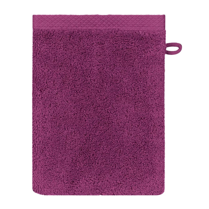 Gant de toilette pur coton 550 g/m² uni violet Elea raisin