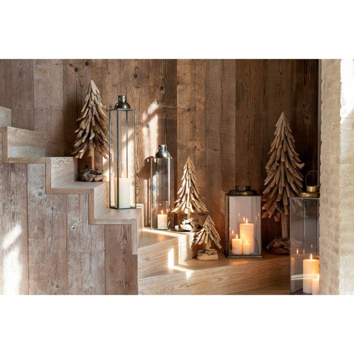 J-Line décoration Sapin de Noël sur pied - bois - naturel - medium